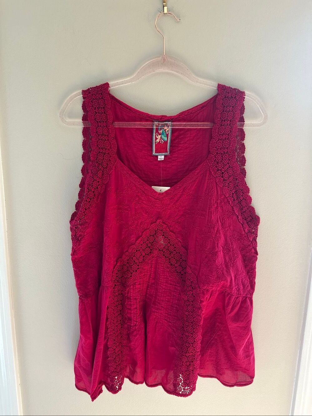 NWT Johnny Was Harper Tank Pink Sleeveless Large $225